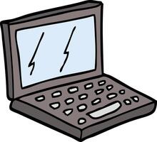 hand drawn doodle style cartoon laptop computer vector