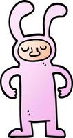 vector gradient illustration cartoon man dressed as a bunny