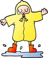 vector gradient illustration cartoon person splashing in puddle wearing rain coat