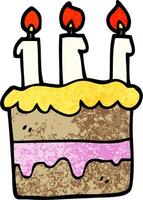 grunge textured illustration cartoon birthday cake vector