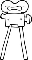 cámara de película de dibujos animados en blanco y negro vector