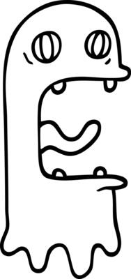 black and white cartoon spooky ghost