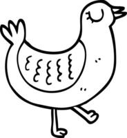 black and white cartoon bird vector