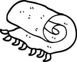black and white cartoon rolled up blanket vector