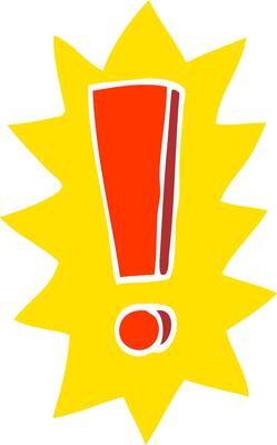 flat color illustration cartoon exclamation mark