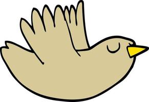 pájaro volador de dibujos animados estilo doodle dibujado a mano vector