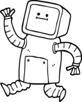 black and white cartoon robot running vector