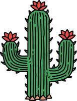 tatuaje tradicional de un cactus vector