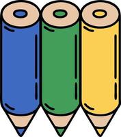 tatuaje tradicional de lápices de colores vector