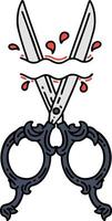 traditional tattoo of barber scissors vector