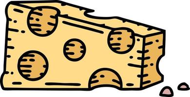 traditional tattoo of a slice of cheese vector