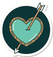 tattoo style sticker of an arrow and heart vector
