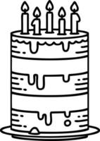 black line tattoo of a birthday cake vector