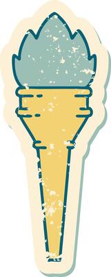 distressed sticker tattoo style icon of a lit torch