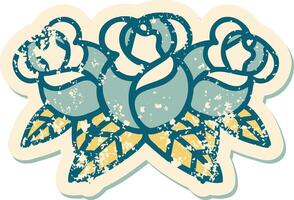 distressed sticker tattoo style icon of a bouquet of flowers vector