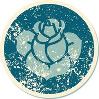 distressed sticker tattoo style icon of a flower vector
