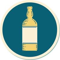 sticker of tattoo in traditional style of a bottle vector