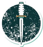 iconic distressed sticker tattoo style image of a dagger vector