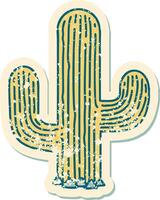 icónica pegatina angustiada estilo tatuaje imagen de un cactus vector