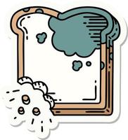 sticker of tattoo in traditional style of a mouldy bread vector