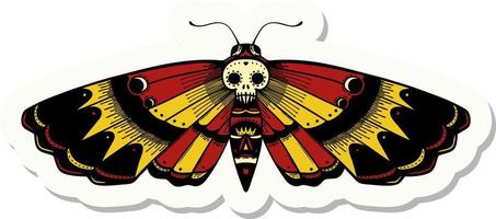 sticker of tattoo in traditional style of a deaths head moth vector