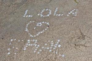 love writings made of shells photo