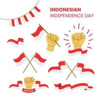 conjunto de vectores del día de la independencia de la bandera de indonesia