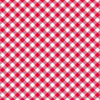 Diagonal gingham seamless pattern. Red and white checkered background with striped squares. Geometric texture for picnic blanket, tablecloth, plaid. Italian style textile vector