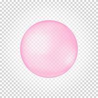 Pink collagen bubble on transparent background. Cherry or strawberry bubble gum. Element of soap foam, bath suds, cleanser liquid, sweet water vector