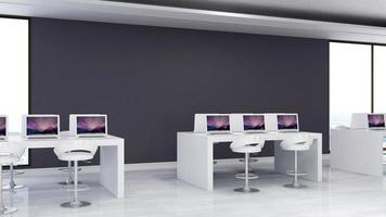 Modern office in monochrome concept - open space workplace interior design in 3d render photo