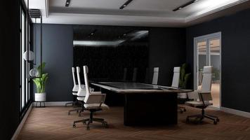 3D render office design - modern meeting room mockup with black and white concept photo