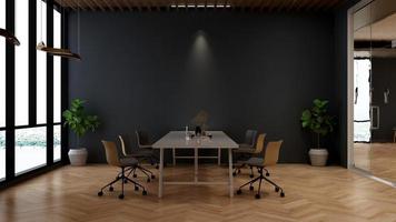 Meeting room in brown - Modern minimalist interior office mock up in 3D render photo