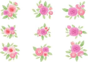 Rose Arrangement Watercolor Set vector