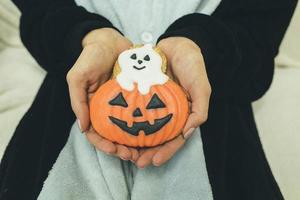 vista de galletas de halloween foto