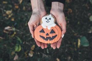 vista de galletas de halloween foto