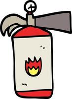 extintor de incendios de dibujos animados estilo doodle dibujado a mano vector