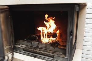 Fireplace closeup view photo