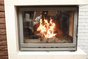 Fireplace closeup view photo