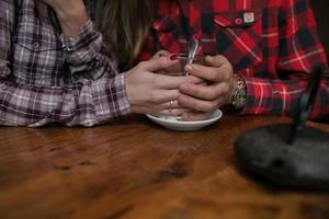 View of couples hands photo