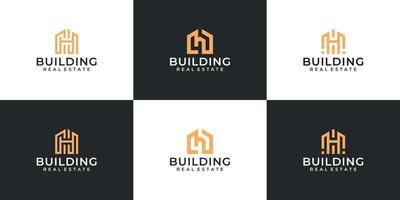 paquete de diseño de vector de logotipo de edificio de letra h