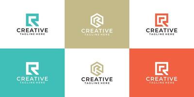 Set of geometric letter r business logo vector design