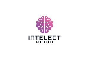 diseño de logotipo de educación cerebral de intelecto creativo inteligente vector