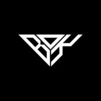 Diseño creativo del logotipo de la letra bdk con gráfico vectorial, logotipo bdk simple y moderno en forma de triángulo. vector