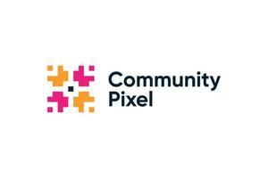 Community business company logo with pixel style vector