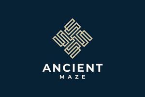 Ancient maze geometric antique logo vector symbol