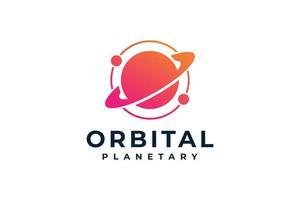 Gradient orbital planet ship galaxy logo vector icon design