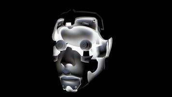 une tête androïde robotique tourne - boucle video