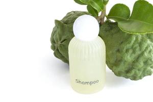 Shampoo made from bergamot helps inhibit hair loss, build strong hair roots, say goodbye to dandruff and itching isolated on white background included clipping path. photo