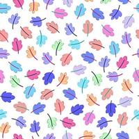 Vector seamless pattern with colorful leaves. Cute childish doodle style. Ideal for wrapping paper, textiles, wallpaper.Abstract template for trendy prints.Autumn vibes.