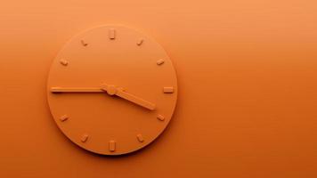 Minimal Orange clock 3 45 o clock quarter to Four abstract Minimalist wall clock 3d Illustration photo